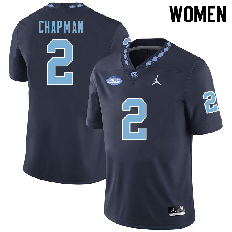 Women #2 Don Chapman North Carolina Tar Heels College Football Jerseys Sale-Navy